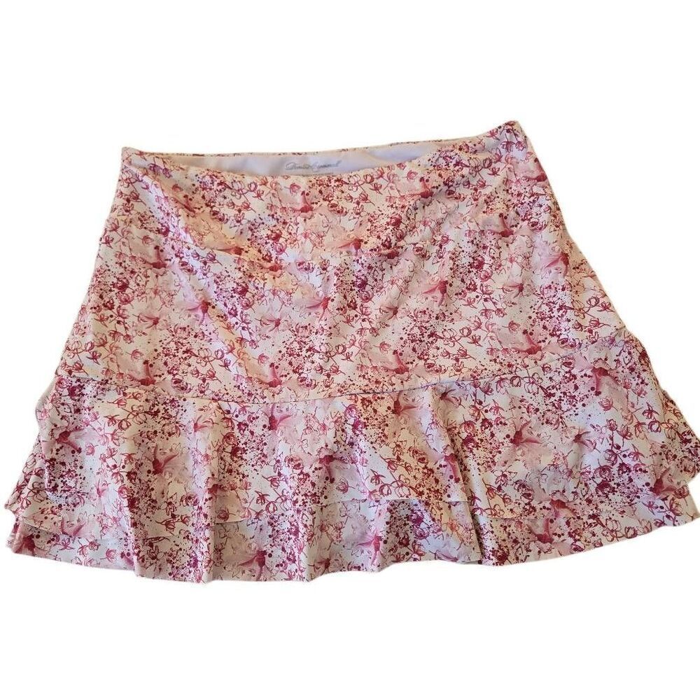Denise Cronwall Womens Floral Meadow Short Activewear Tennis Skort Pink White XL